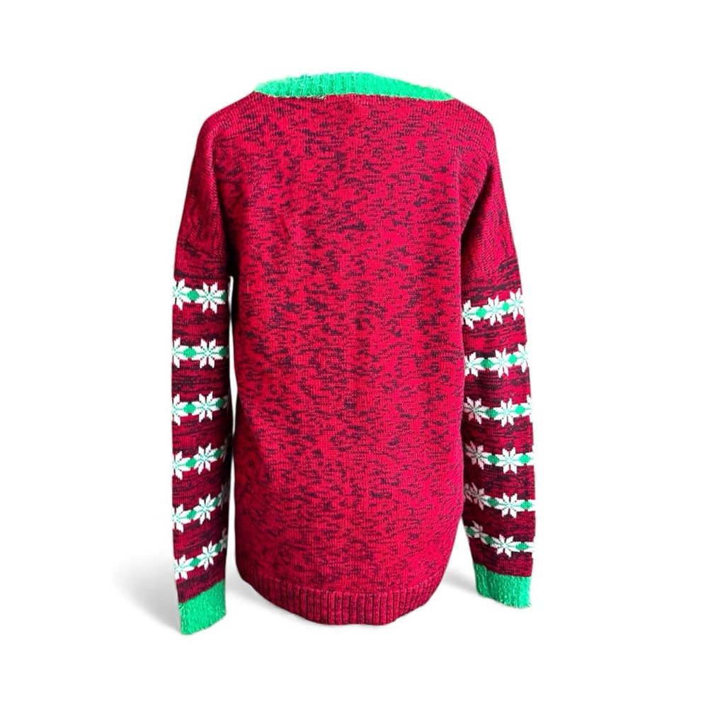 Kohl's Ugly Xmas Red and Green Reindeer Turtleneck Sweater - Picture 3 of 8